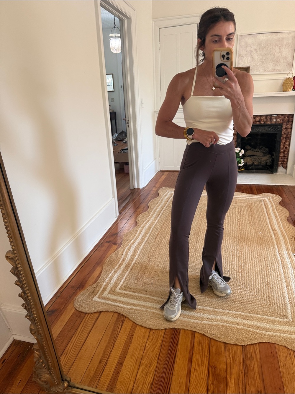 ALO Yoga Split-Hem High-Rise Track Pants - Brown